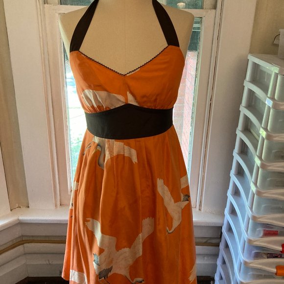 Moulinette Soeurs Dresses & Skirts - Coral Orange Silk Anthropologie Cranes Sundress